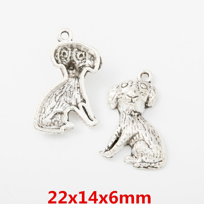 Antique Silver Zinc Alloy Dog Charm Pendant No.107450 for DIY Necklace Bracelet Jewelry Making