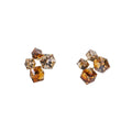 Luxury Vintage Brown 3D Cube Crystal Glass Stud Earrings For Women Elegant Geometric Statement Earrings view 5
