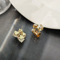 Luxury Vintage Brown 3D Cube Crystal Glass Stud Earrings For Women Elegant Geometric Statement Earrings view 3