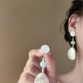 New Chinese Style Resin Teardrop Drop Earrings With Silver Needle Minimalist Round Design view 2