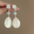 New Chinese Style Resin Teardrop Drop Earrings With Silver Needle Minimalist Round Design view 3