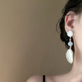 New Chinese Style Resin Teardrop Drop Earrings With Silver Needle Minimalist Round Design view 4