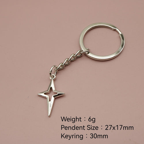 Metal Shiny Star Keychain Bag Charm Gift Key Ring
