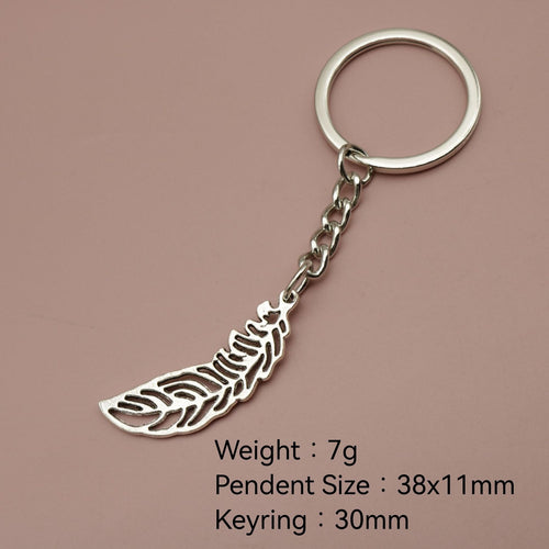Zinc Alloy Minimalist Feather Keychain Bag Charm Gift
