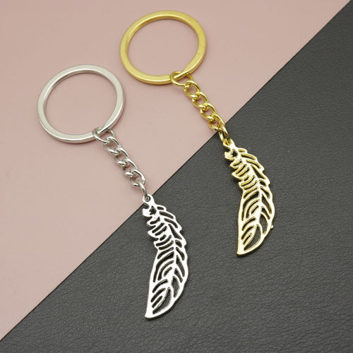 Zinc Alloy Minimalist Feather Keychain Bag Charm Gift