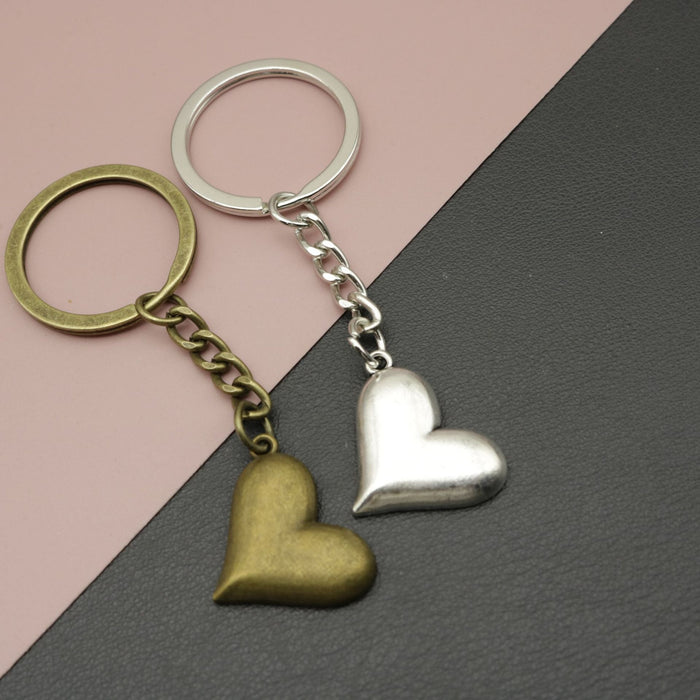 Zinc Alloy Simple Heart Keychain Bag Charm Gift