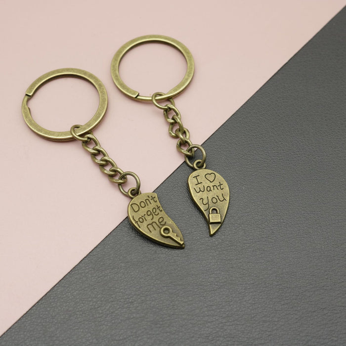 Metal Heart Lock And Key Keychain Romantic Gift