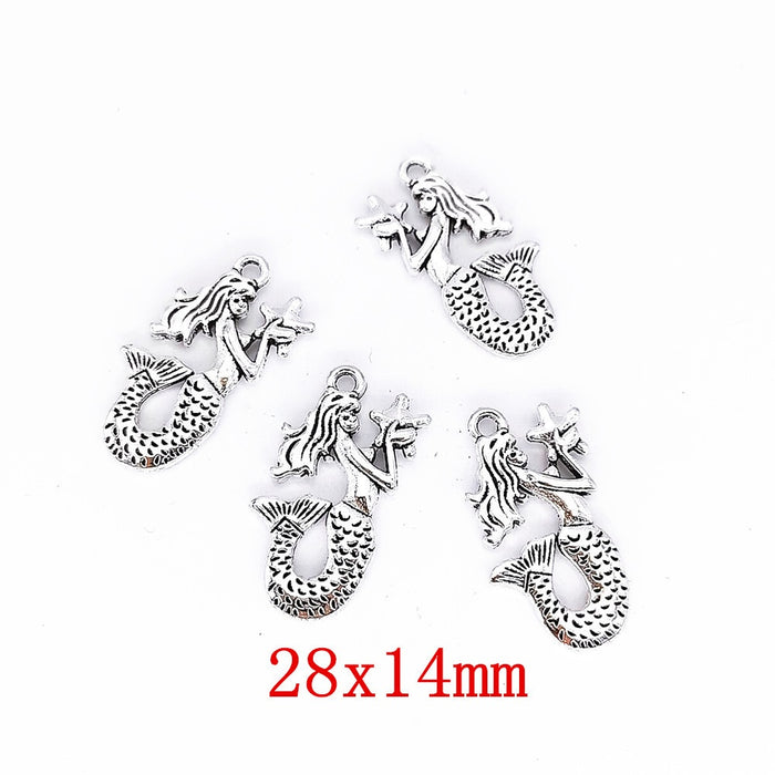 Antique Silver Zinc Alloy Mermaid Charm Pendant for DIY Necklace Bracelet Jewelry Making