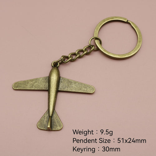 Zinc Alloy Airplane Shape Keychain For Car Key Ring