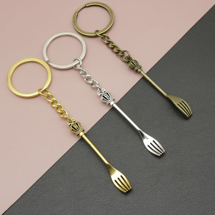 Zinc Alloy Simple Fork Keychain Kitchen Gift
