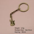 Zinc Alloy Simple Guitar Keychain For Bag Charm Gift view 2