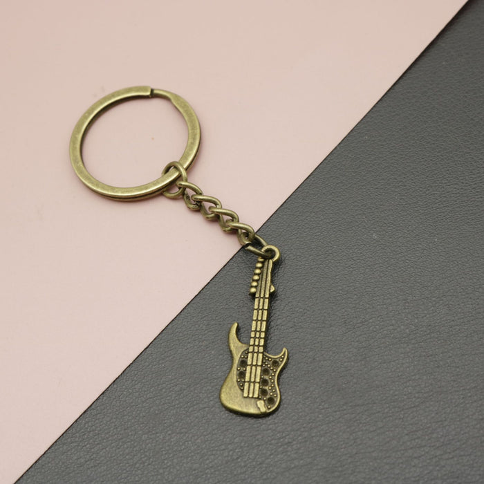 Zinc Alloy Simple Guitar Keychain For Bag Charm Gift