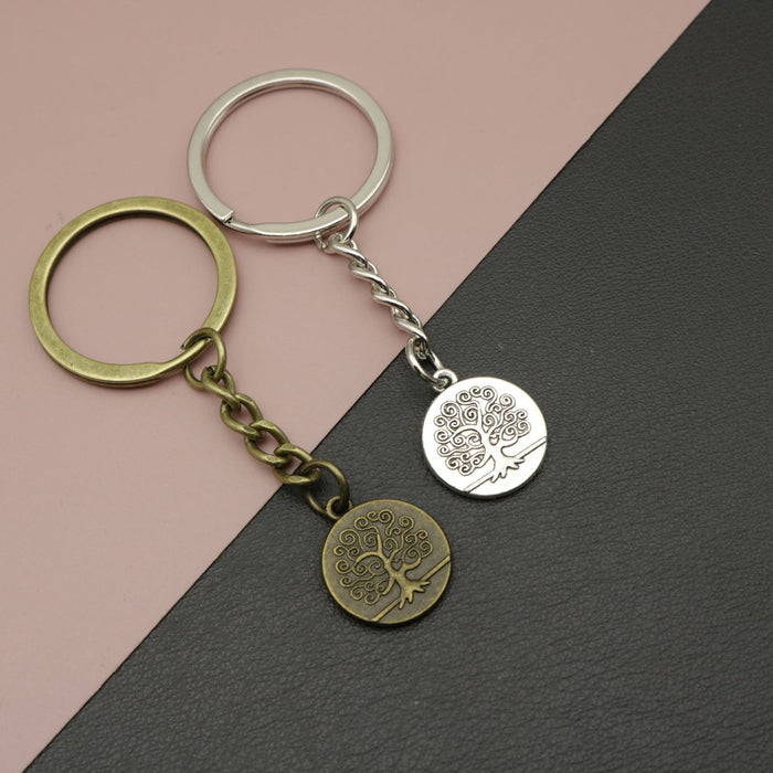 Zinc Alloy Round Tree Of Life Keychain For Gift