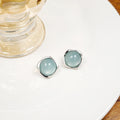 Elegant Korean Jelly Color Geometric Square Alloy Studs Sweet Fresh Minimal Round Crystal Earrings view 2