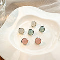 Elegant Korean Jelly Color Geometric Square Alloy Studs Sweet Fresh Minimal Round Crystal Earrings view 1