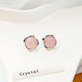 Elegant Korean Jelly Color Geometric Square Alloy Studs Sweet Fresh Minimal Round Crystal Earrings view 3