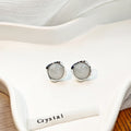 Elegant Korean Jelly Color Geometric Square Alloy Studs Sweet Fresh Minimal Round Crystal Earrings view 4