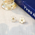 Elegant Korean Style Cream Enamel Sakura Flower Rhinestone Alloy Daily Commute Stud Earrings view 3