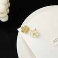 Elegant Korean Style Cream Enamel Sakura Flower Rhinestone Alloy Daily Commute Stud Earrings view 4