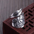 Vintage Ethnic Style Peony Flower Open Ring For Women, Adjustable Index Finger Jewelry view 2
