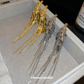 European American Style Metal Wheat Tassel Long Drop Earrings With Silver Pins view 4