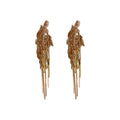 European American Style Metal Wheat Tassel Long Drop Earrings With Silver Pins view 5