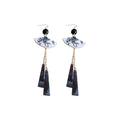 New Chinese Style Resin Fan Tassel Drop Earrings For Women, Geometric Qipao Vintage Ear Jewelry view 5