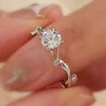 Hot Selling Sparkling Branch Bud Four Prong Setting Ring Light Luxury Wedding Gift Jewelry view 1