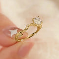 Hot Selling Sparkling Branch Bud Four Prong Setting Ring Light Luxury Wedding Gift Jewelry view 2
