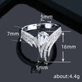 Luxury Wing Water Drop Zircon Ring, European American Engagement Wedding Ring For Women view 4