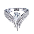 Luxury Wing Water Drop Zircon Ring, European American Engagement Wedding Ring For Women view 6
