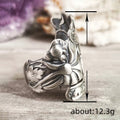 Vintage Open Lily Flower Ring With Textured Floral Pattern, Simple Distressed Fashion Jewelry For Women view 5