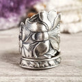 Vintage Open Lily Flower Ring With Textured Floral Pattern, Simple Distressed Fashion Jewelry For Women view 4