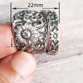 New Dark Style Sunflower Flower Ring For Women Blooming Floral Adjustable Open Engagement Ring view 5