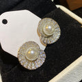 Vintage Hong Kong Style Shell Imitation Pearl Conch Stud Earrings For Women Elegant Dinner Party Jewelry view 2