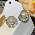Vintage Hong Kong Style Shell Imitation Pearl Conch Stud Earrings For Women Elegant Dinner Party Jewelry view 4