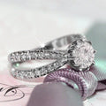 Fashion Eight Hearts Zircon Ring For Women Double Row Hollow Eight Prong Proposal Jewelry view 1