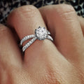 Fashion Eight Hearts Zircon Ring For Women Double Row Hollow Eight Prong Proposal Jewelry view 3