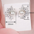 Retro Faux Pearl Floral Stud Earrings, Luminous Pearl Statement Afternoon Tea Jewelry For Women view 4