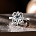 Luxury Full Rhinestone Flower Ring For Women, Floral Proposal Finger Ring For Qixi Gift view 1