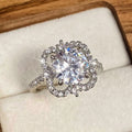 Luxury Full Rhinestone Flower Ring For Women, Floral Proposal Finger Ring For Qixi Gift view 3