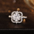 Luxury Full Rhinestone Flower Ring For Women, Floral Proposal Finger Ring For Qixi Gift view 2