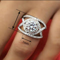 Round Multi Layer Cross Ring With Simulated Diamond Zircon, Fashion Micro Pave Wedding Band view 4