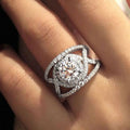Round Multi Layer Cross Ring With Simulated Diamond Zircon, Fashion Micro Pave Wedding Band view 1