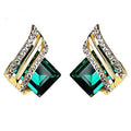 Personalized Wing Stud Drop Earrings, Geometric Quadrilateral Design For Round Face Women view 1