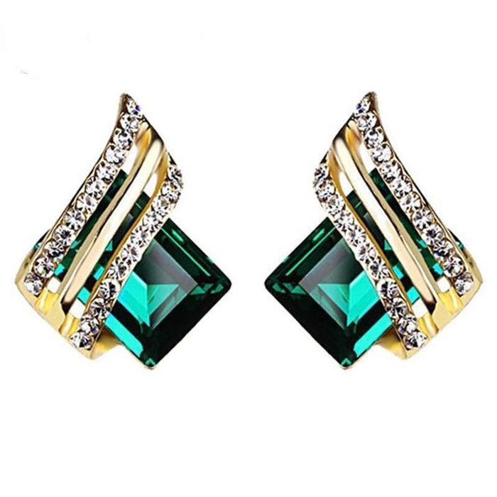 Personalized Wing Stud Drop Earrings, Geometric Quadrilateral Design For Round Face Women