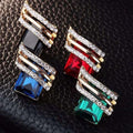 Personalized Wing Stud Drop Earrings, Geometric Quadrilateral Design For Round Face Women view 2