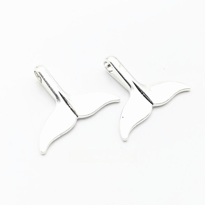 Antique Silver Zinc Alloy Whale Tail Charm Pendant for DIY Necklace Bracelet Jewelry Making