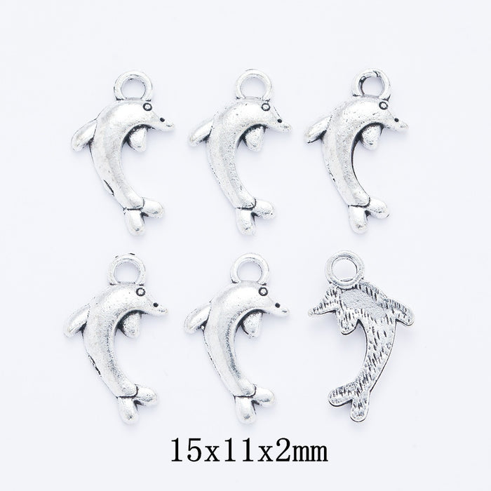Antique Silver Zinc Alloy Dolphin Charm Pendant for DIY Necklace Bracelet Jewelry Making
