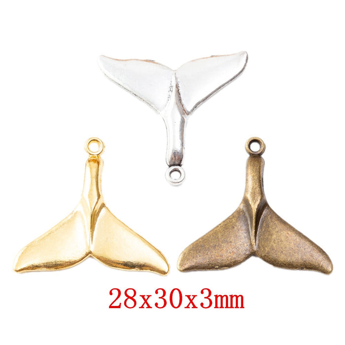 Zinc Alloy Whale Tail Charm Pendant No.834504 for DIY Necklace Bracelet Jewelry Making